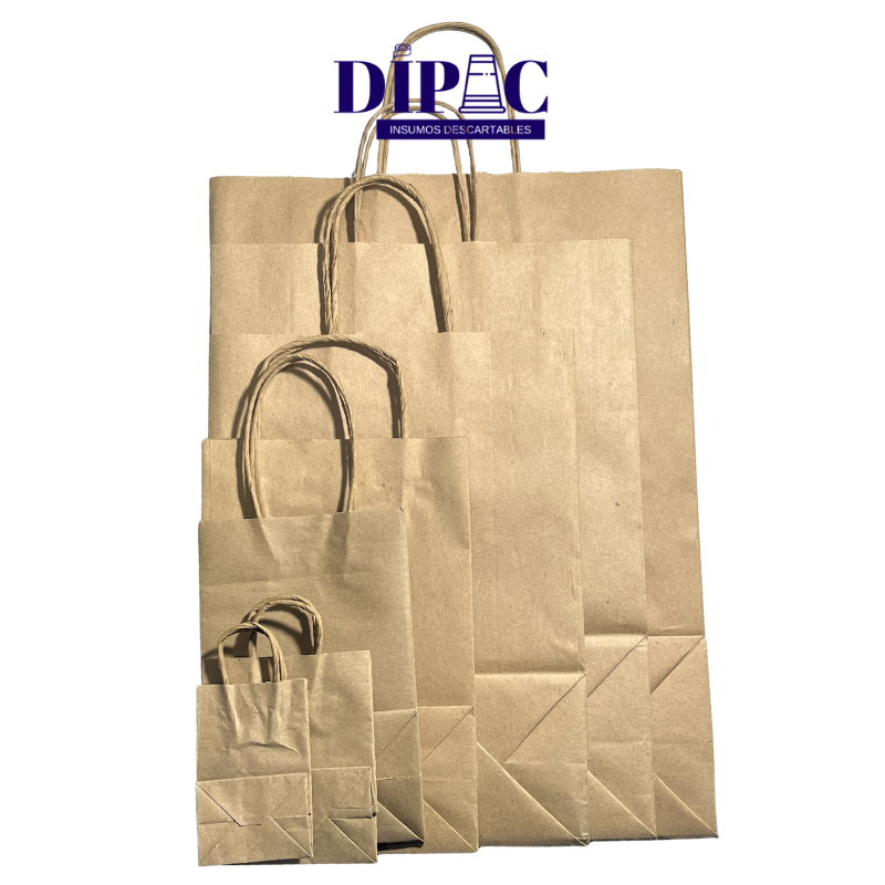 Bolsas de Papel de Color Kraft con Manija x 1u