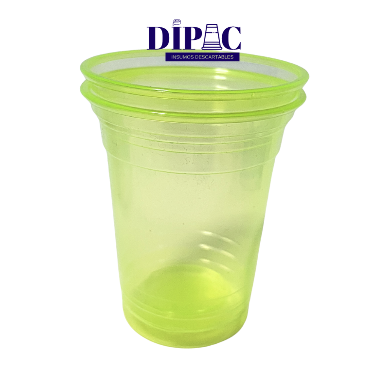 Vasos Plásticos Traslúcidos de Color NEÓN 360cc x 50u