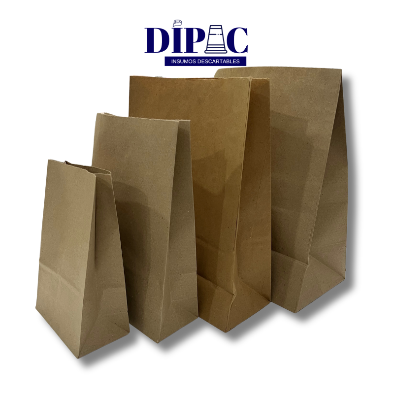 Bolsas de Papel Kraft con Fondo Cuadrado para Delivery x 1u