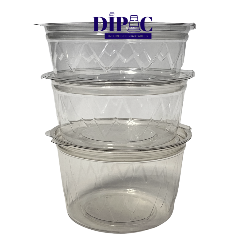 Potes con Tapa Bisagra ZAPLAST Transparentes (Diseño Lateral) x 100u