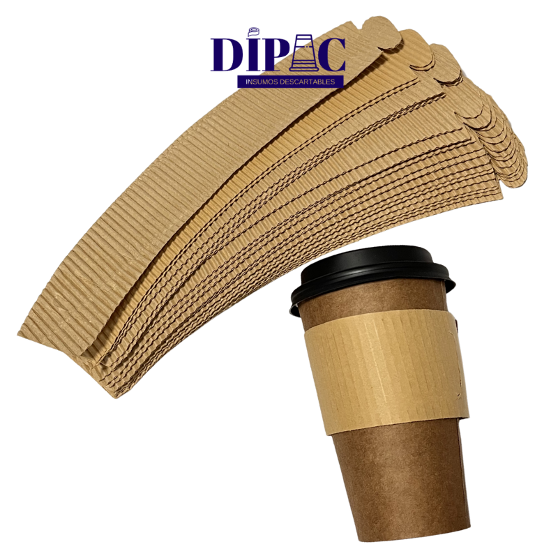 Collarines de Cartón Corrugado Para Vasos Térmicos x 100u