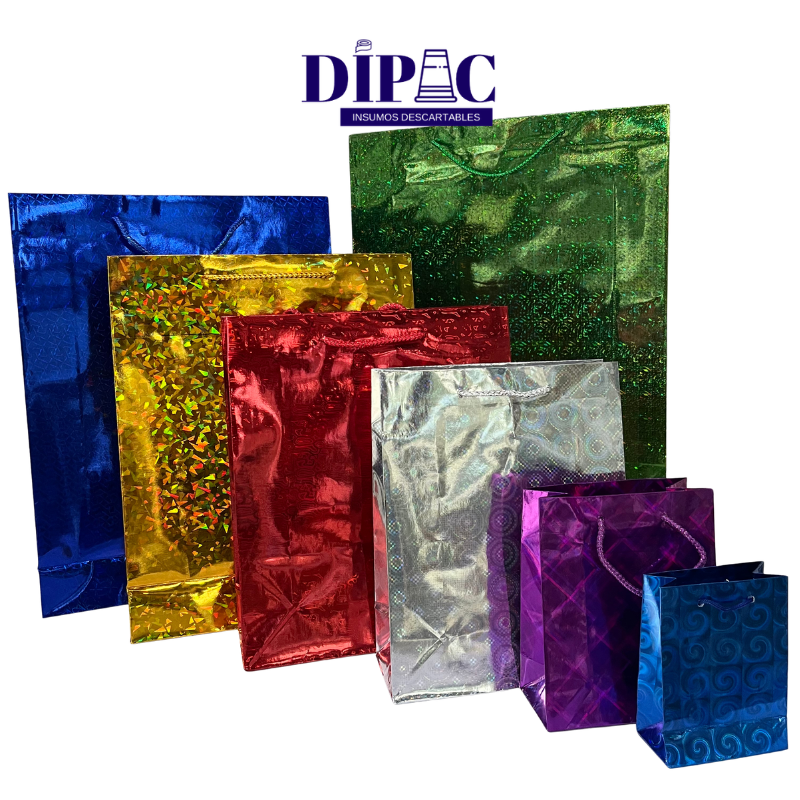 Bolsas Holográficas de Color con Cordón x 1u