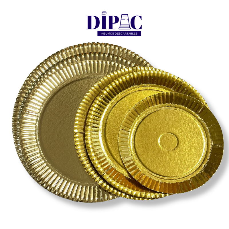 Bandejas de Cartón Oro Redondas Premium x 100u