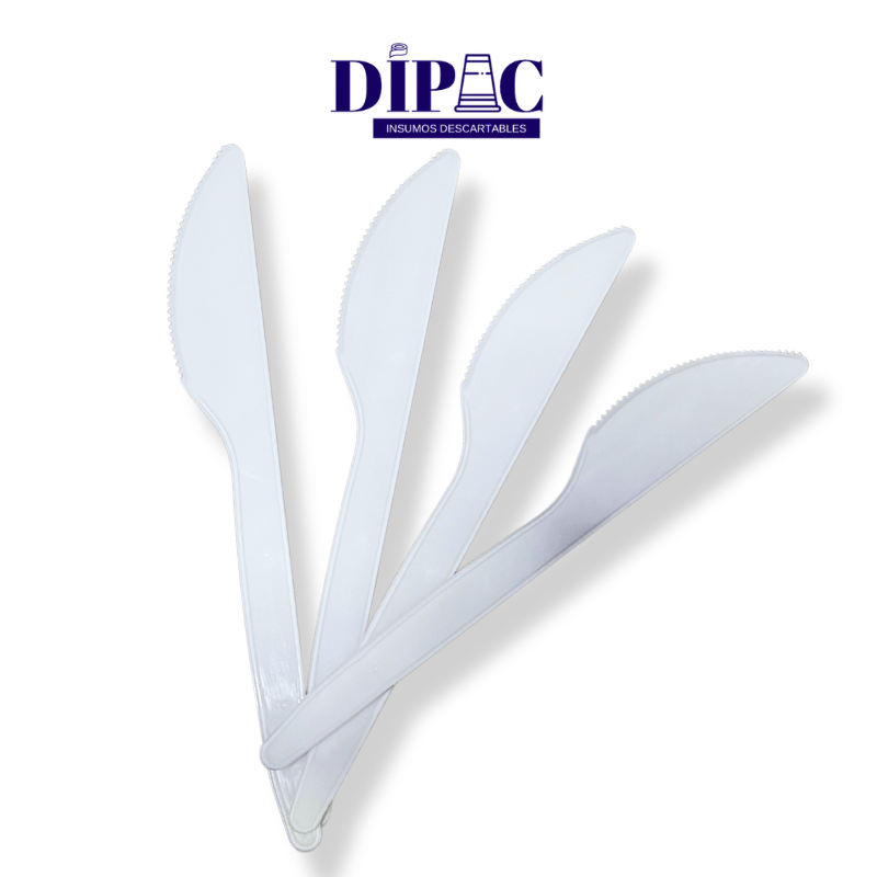 Cuchillos Descartables Blancos 16cm Empaquetados x 50u