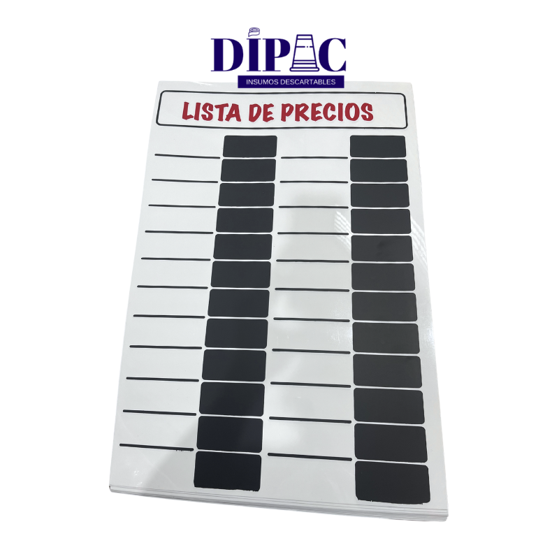 Cartel - Pizarra para LISTA DE PRECIOS 50x70cm x 1u