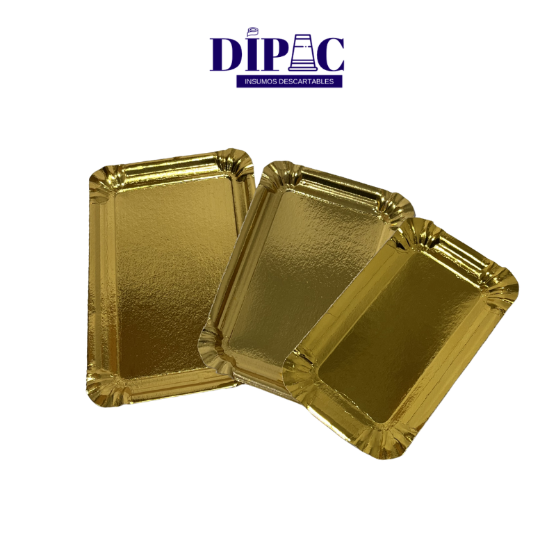 Bandejas de Cartón Doradas Rectangulares CONFIGRAFT x 100u