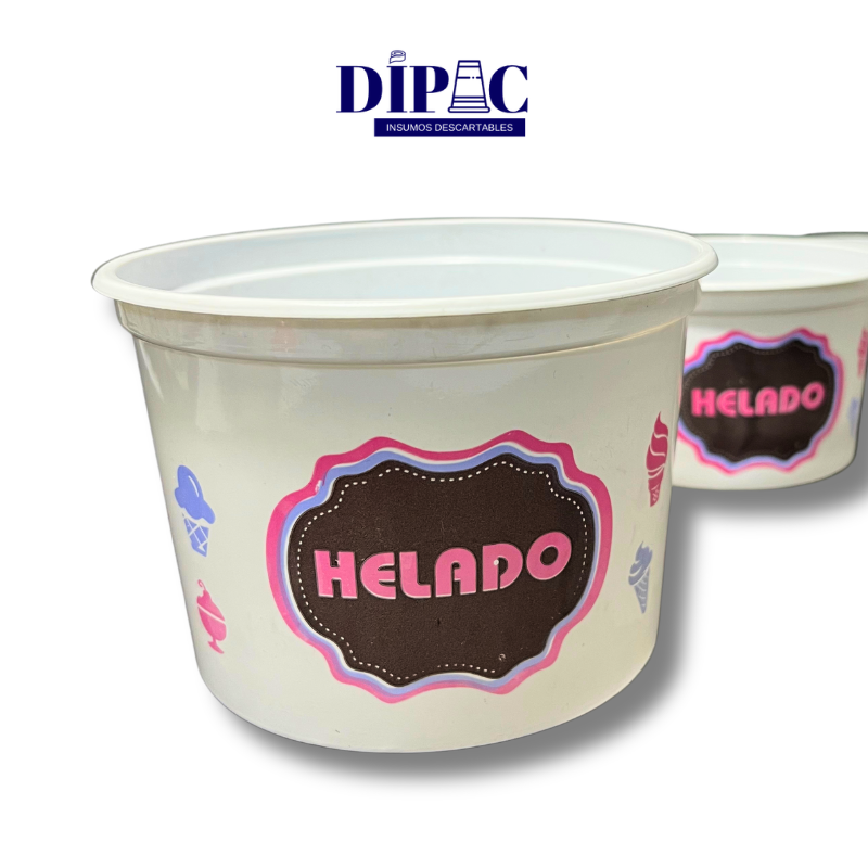 Potes Plásticos para Helado Impresos x 100u