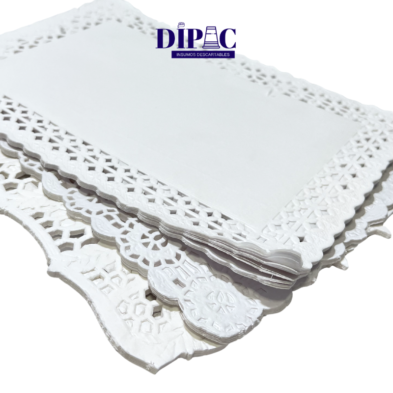 Blondas de Papel Calado Blanco Rectangulares x 100u