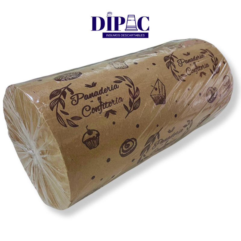 Bobina de Papel Kraft Impresa para Panadería x Kg