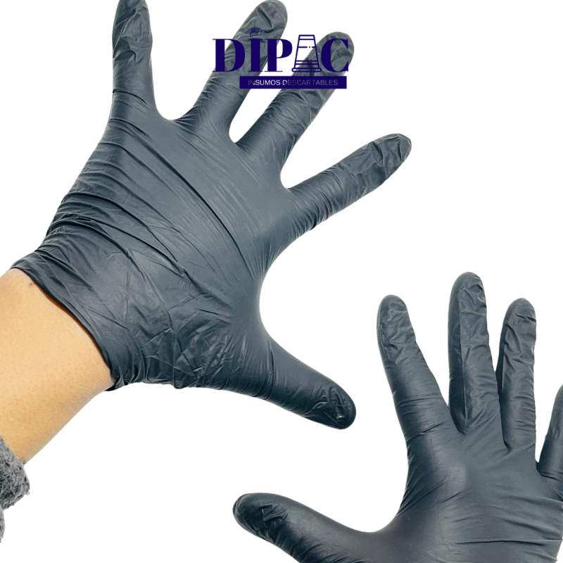 Guantes Descartables de Nitrilo Negro x 100u