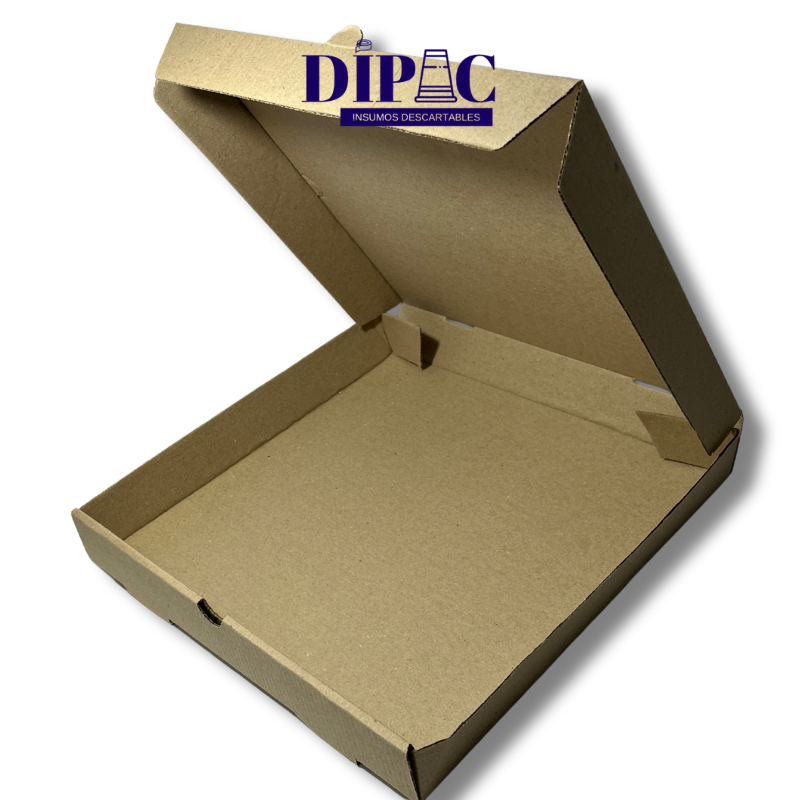 Caja Marrón para Pizza de 6 Porc. 28,5x28,5x4,5cm x 100u