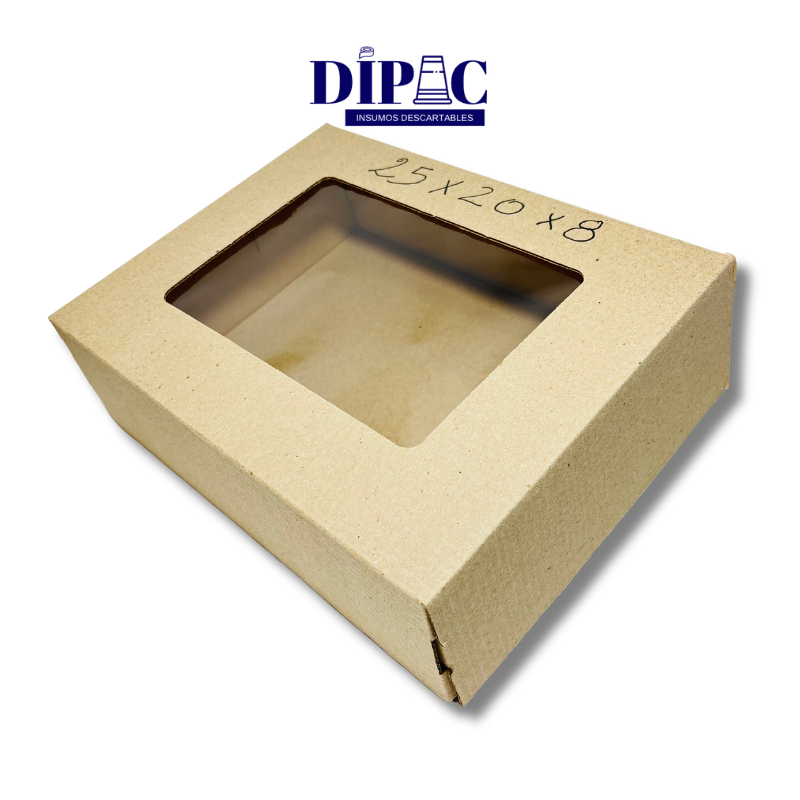 Caja con visor 25x20x8cm de Cartón Micro Reforzado x 1u
