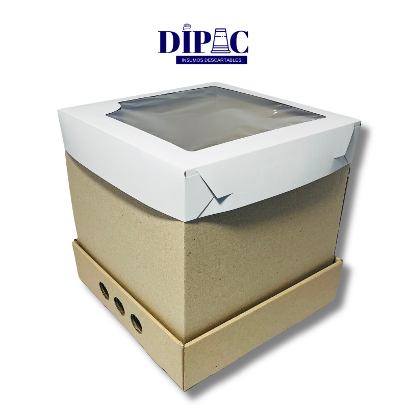 Caja con visor 25x25x25cm para TORTA ALTA (DripCake) x 1u