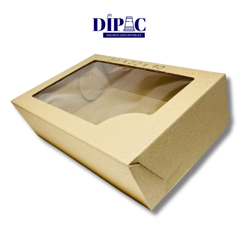 Caja con visor 30x22x10cm de Cartón Micro Reforzado x 1u