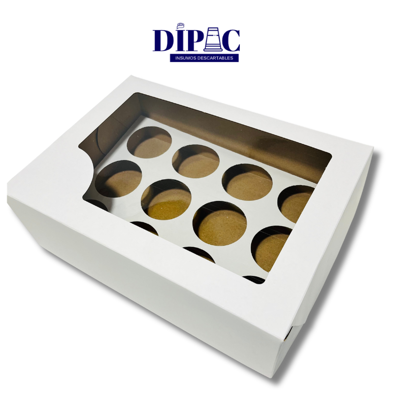 Caja con visor para 12 Muffins 30x22x10cm x 1u