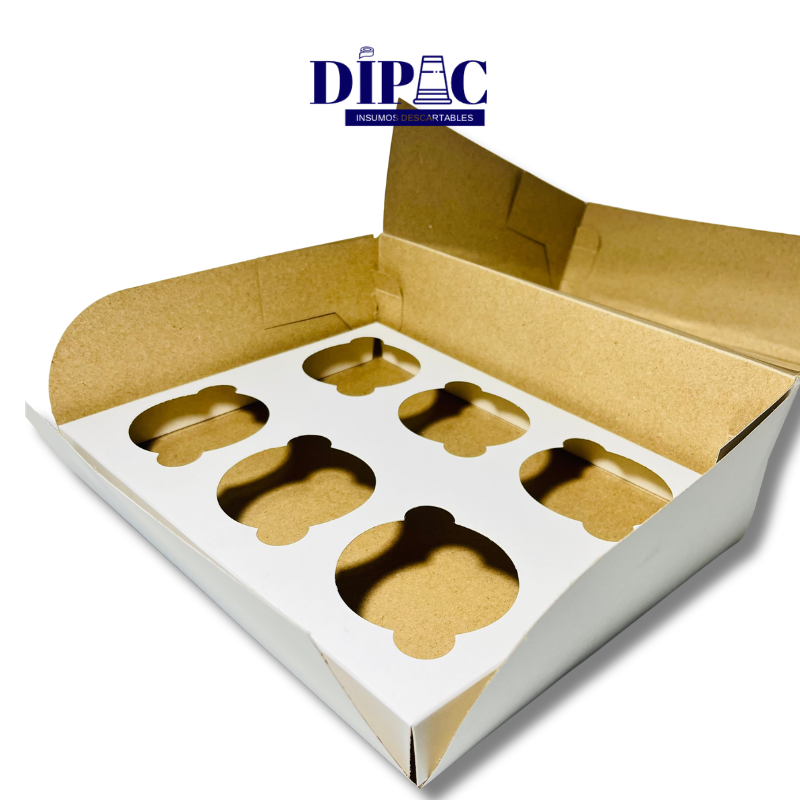 Caja con visor para 6 Muffins 25x20x8cm x 1u