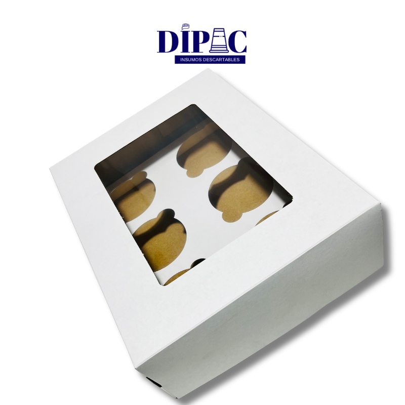 Caja con visor para 6 Muffins 25x20x8cm x 1u