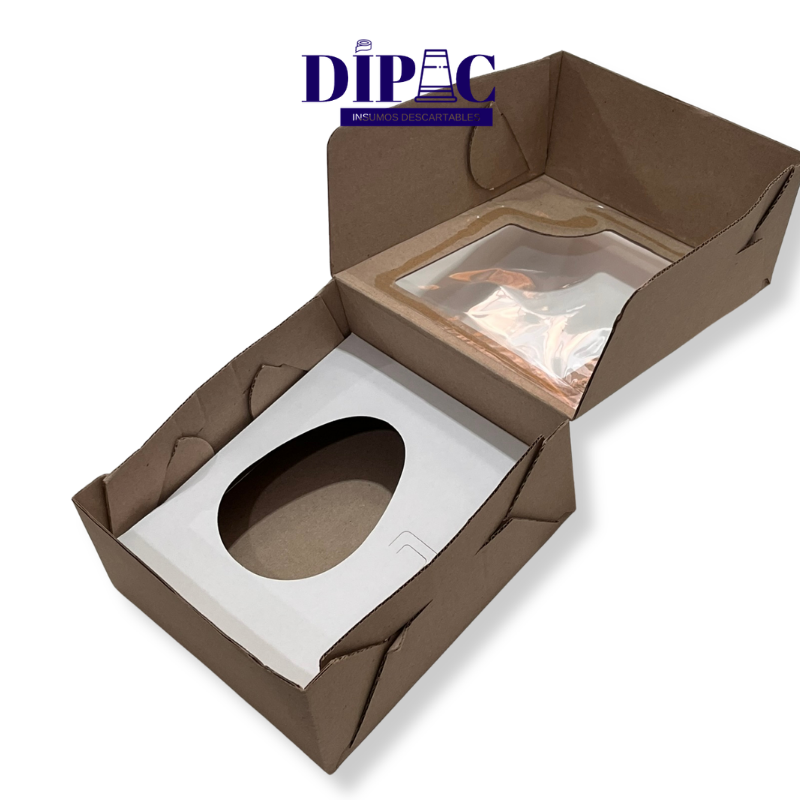 Caja con visor para MEDIO HUEVO Cartón Micro Reforzado x 1u