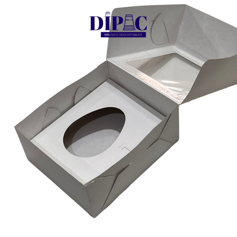 Caja con visor para MEDIO HUEVO de Cartulina Blanca x 1u