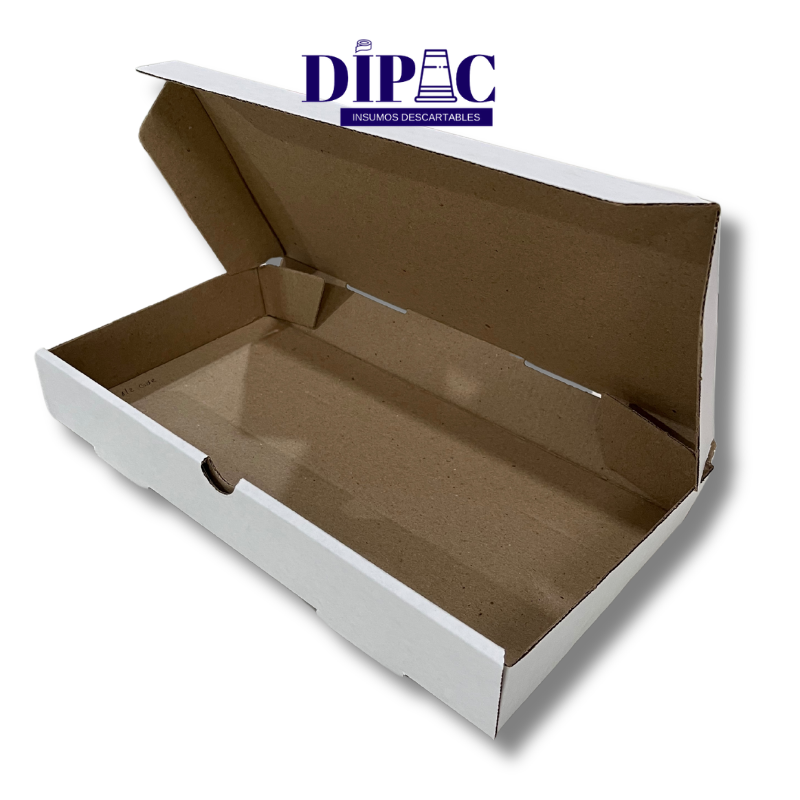 Caja Micro Blanca para 1/2 Pizza Grande 32x17,5x4,5cm x 100u
