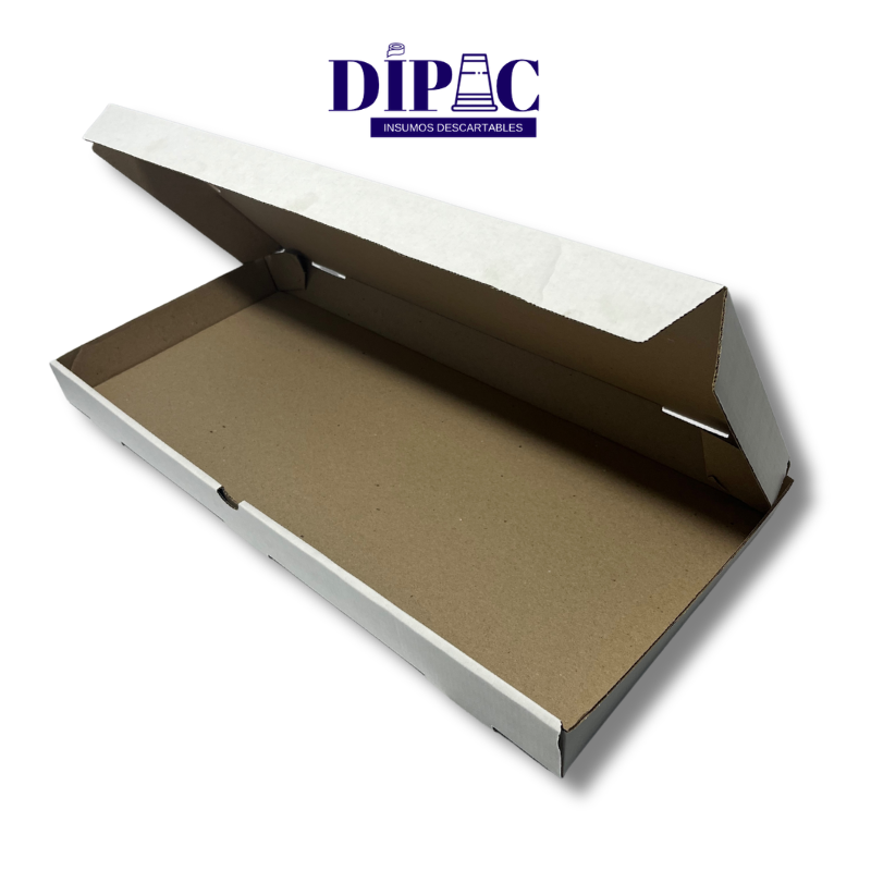 Caja Micro Blanca para Pizza de 12 porc. (parrilla) 25x55x4,5cm x 100u