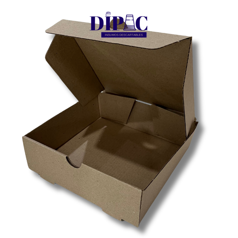 Caja Micro Marrón Delivery Chica 18,5x18,5x6,5cm x 100u