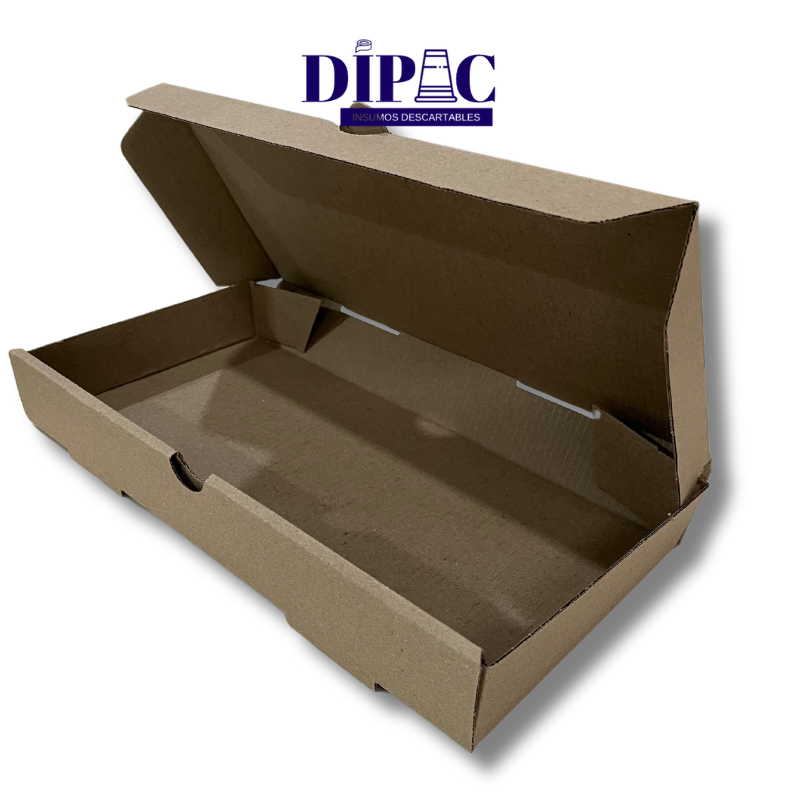 Caja Micro Marrón para 1/2 Pizza Grande 32x17,5x4,5cm x 100u