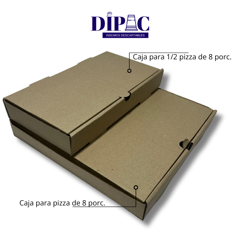 Caja Micro Marrón para 1/2 Pizza Grande 32x17,5x4,5cm x 100u