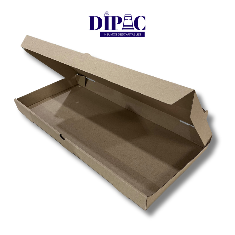 Caja Micro Marrón para Pizza de 12 porc. (Parrilla) 25x55x4,5cm x 100u