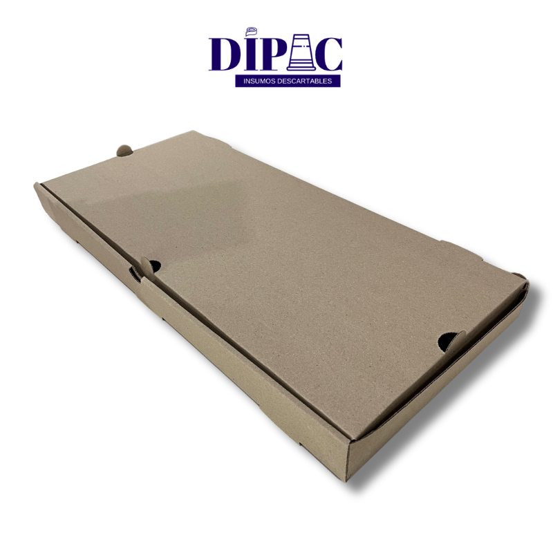 Caja Micro Marrón para Pizza de 12 porc. (Parrilla) 25x55x4,5cm x 100u