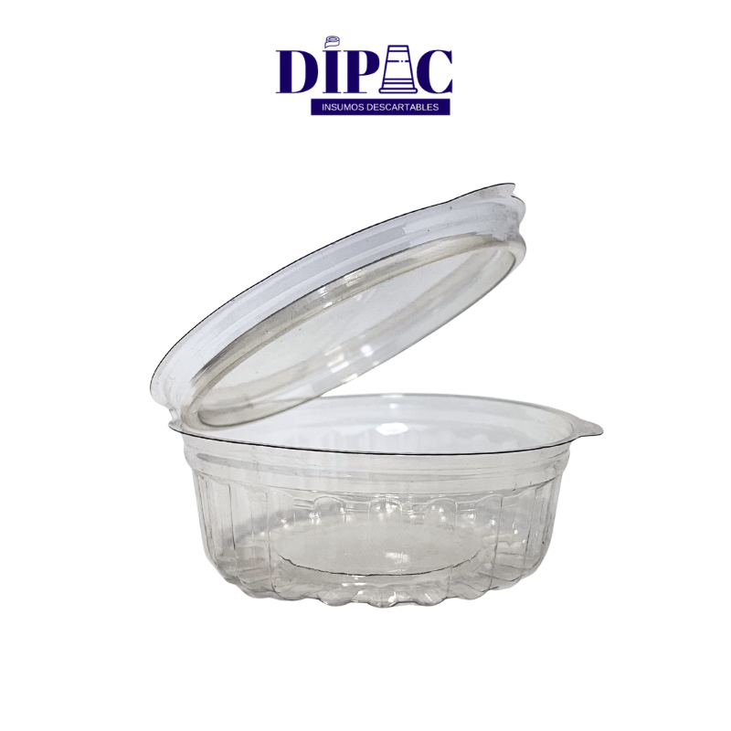 Potes con Tapa Bisagra ZAPLAST Transparentes (Acanalado) x 100u