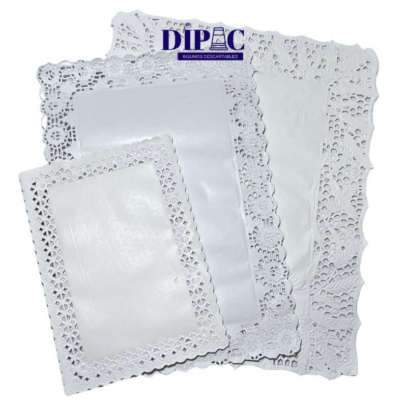 Blondas de Papel Calado Blanco Rectangulares x 100u