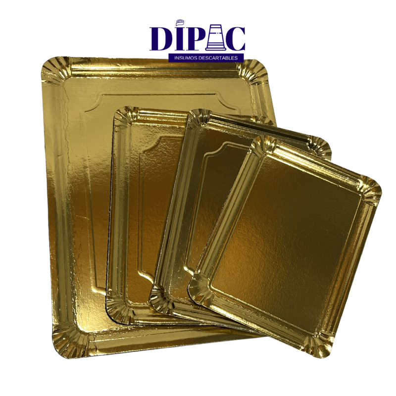 Bandejas de Cartón Doradas Rectangulares CONFIGRAFT x 100u