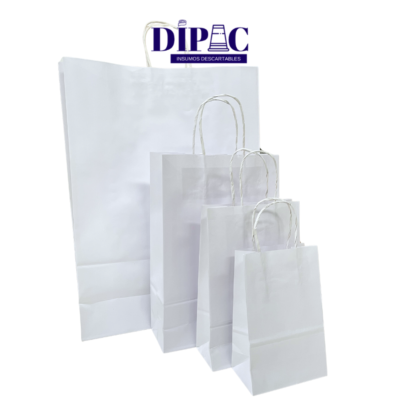 Bolsa de Papel Blanca con Manija x 1u