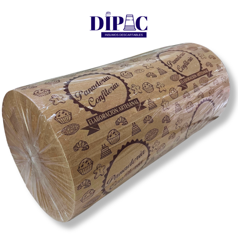 Bobina de Papel Kraft Impresa para Panadería x Kg