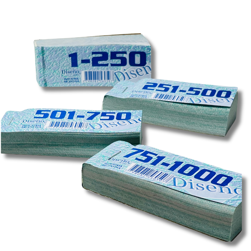 Talonarios de Números del 1-1000 x 4u