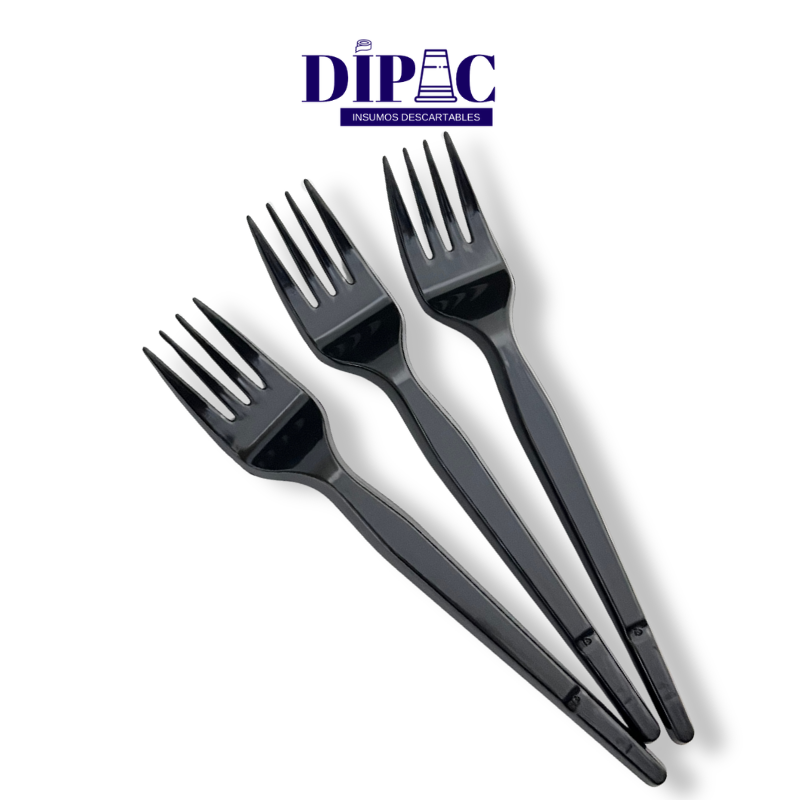 Tenedores Descartables 16cm Negros Reforzados x 20u