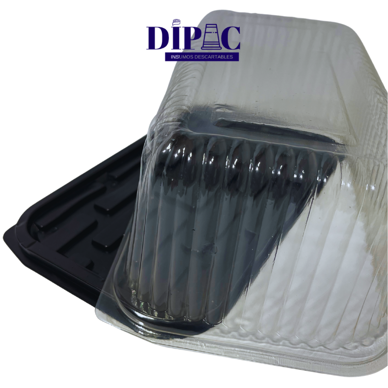 Tortera Descartable Rectangular con Base Negra T29 x 1u