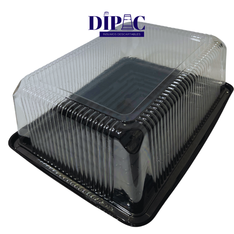 Tortera Descartable Rectangular con Base Negra T41 x 1u