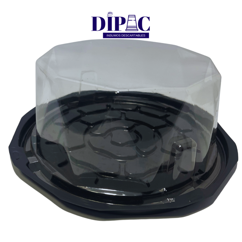Tortera Descartable Redonda con Base Negra y Giro T22.8 x 1u