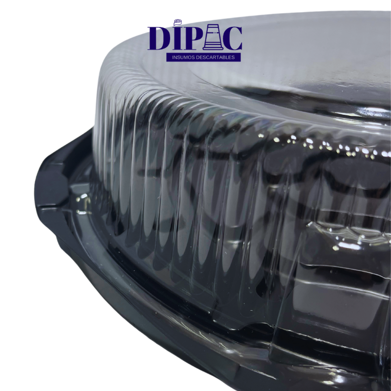Tortera Descartable Redonda con Base Negra y Giro T28.6 x 1u