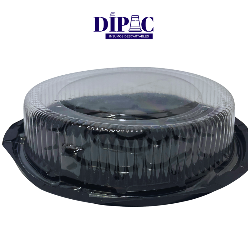 Tortera Descartable Redonda con Base Negra y Giro T28.6 x 1u